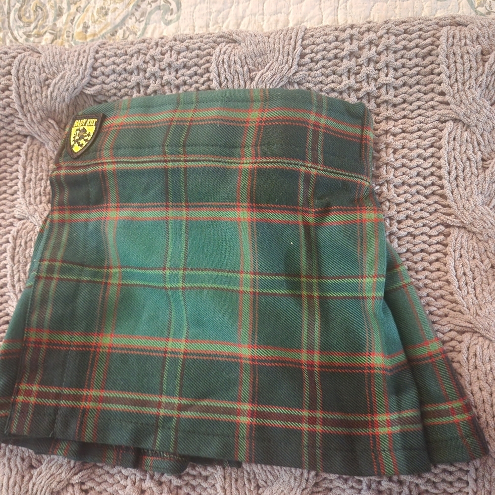 Green Plaid Baby Sport Kilt  - UNISEX